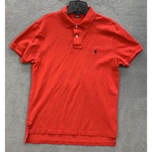 Polo Ralph Lauren 1/4 Button Shirt Mens Size Large Red Custom Stretch Split Vent